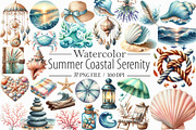 Summer Coastal Serenity Clipart, an Illustration by Libby Wishes (Thumbnail 1 of 7)