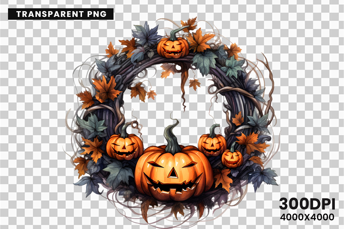 Halloween Wreath Sublimation Clipart, a Seasonal Illustration by Creative Arslan (Photo 8 of 8)