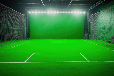 Green screen studio setup for soccer, a Photo by Iftikhar Alam