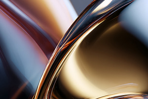 Abstract artwork featuring dynamic metallic shapes with reflective surfaces, ex, a Photo by Studio ANNA