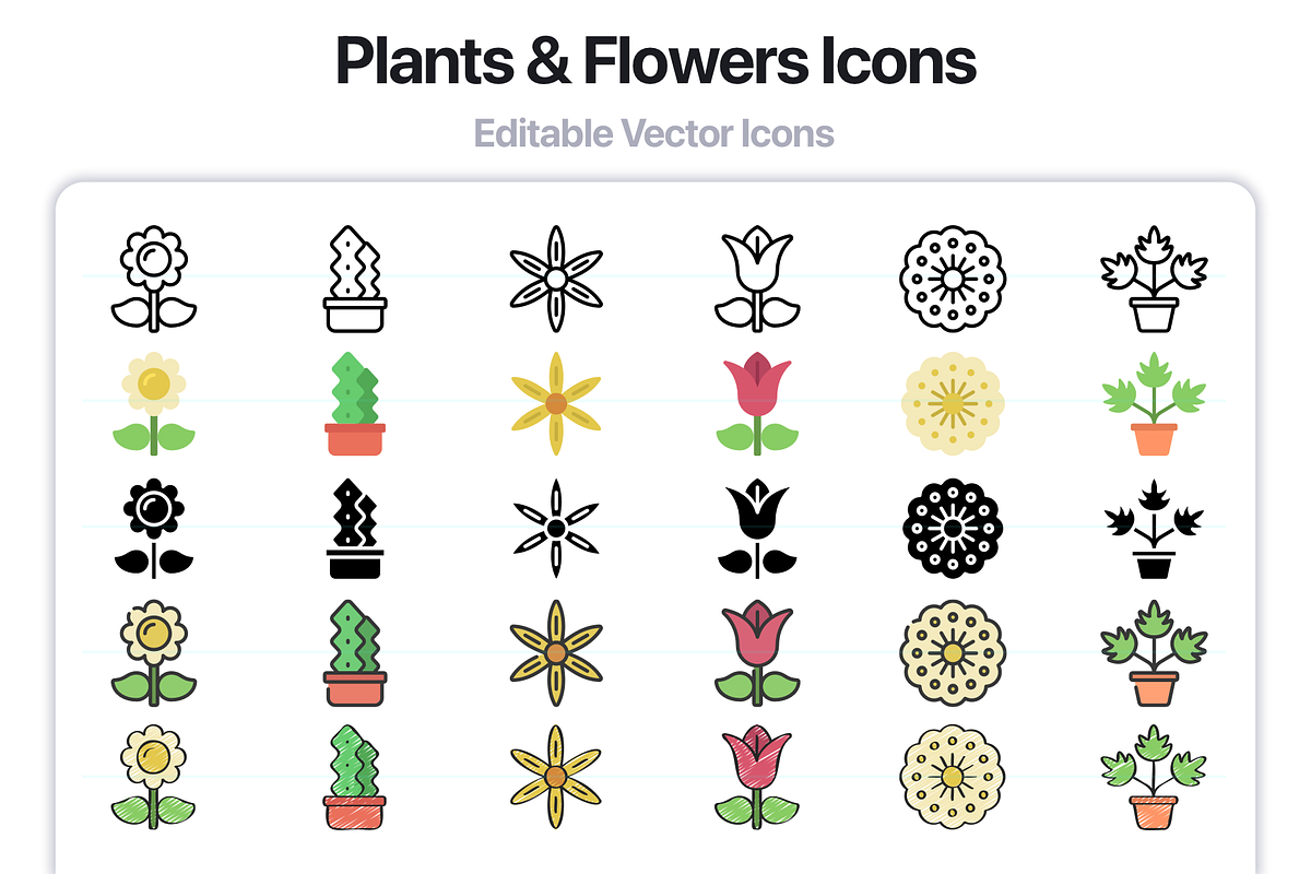 500 Plants & Flowers Vector Icons, an Outline Icon by Juicy Icons (Photo 6 of 6)