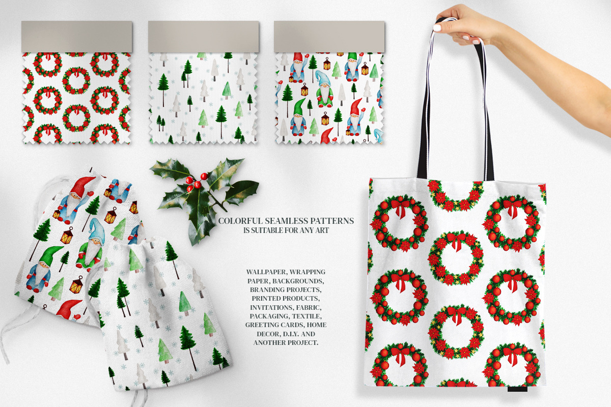 Watercolor Christmas Patterns, a Pattern Graphic by Diana Kovach (Photo 4 of 7)