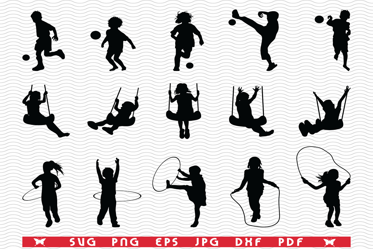 SVG Children Playing, Silhouettes, an Icon by DesignStudioRM