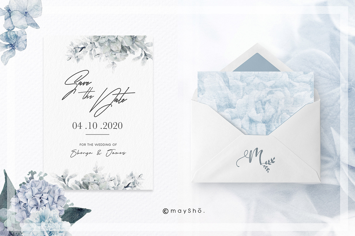 Dusty Blue Watercolor Flower Graphic, an Illustration by May • SHO (Photo 8 of 16)