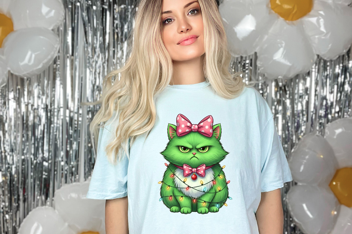 Green Angry Christmas Cat Png, an Illustration by designcity5 (Photo 3 of 8)