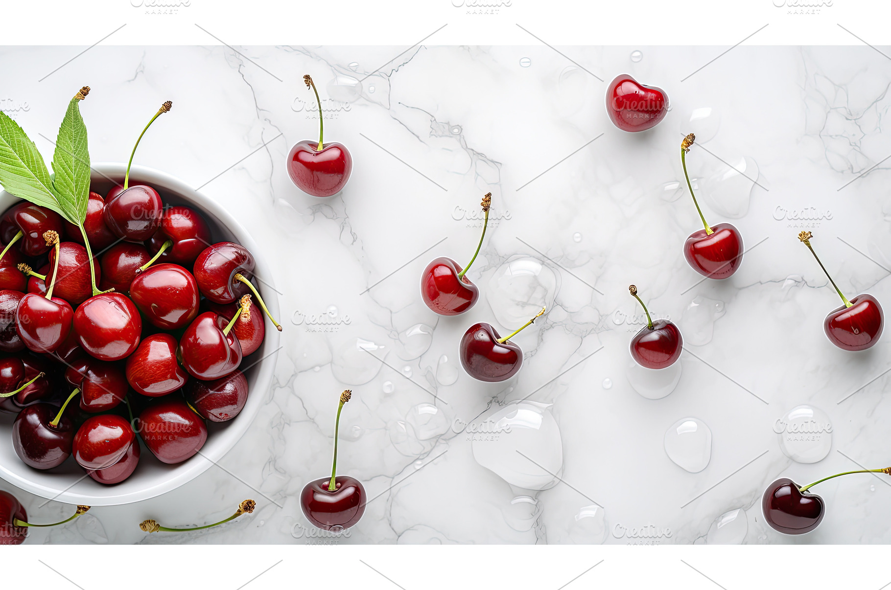 red ripe cherry background ai, a Food & Drink Photo by pikepicture