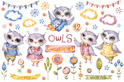 Owl clipart watercolor illustrations, an Animal Illustration by UlitkaStudio (Thumbnail 1 of 8)