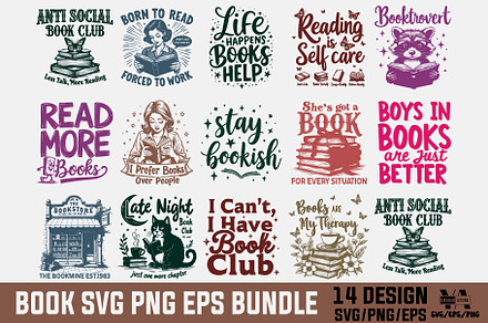 Book SVG PNG T-shirt Design Bundle, an Object Illustration by Ya_ Design Store