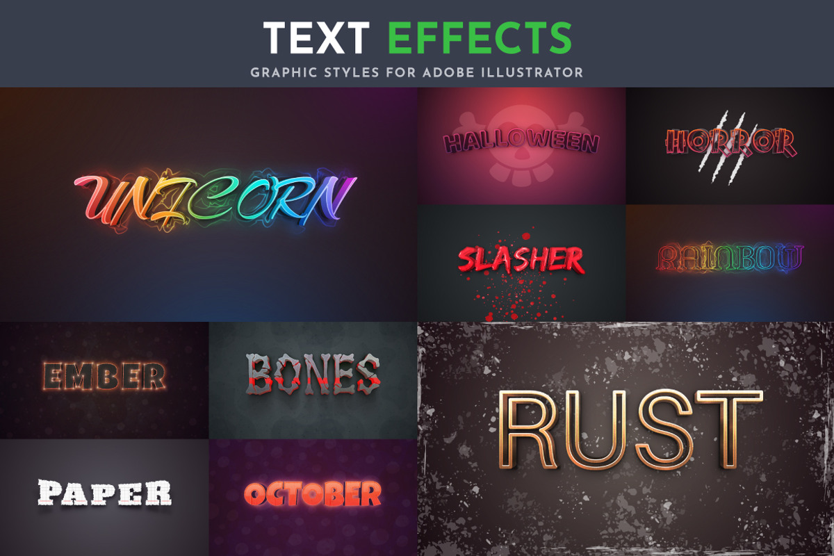 100 Vector Text Effects | Part 2, a Layer Style Add-On by rwgusev (Photo 2 of 11)