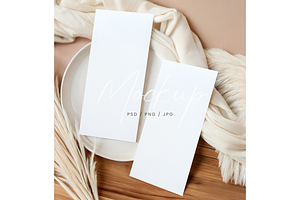 Wedding Menu Mockup Beige Boho, a Product Mockup by TatiMockup