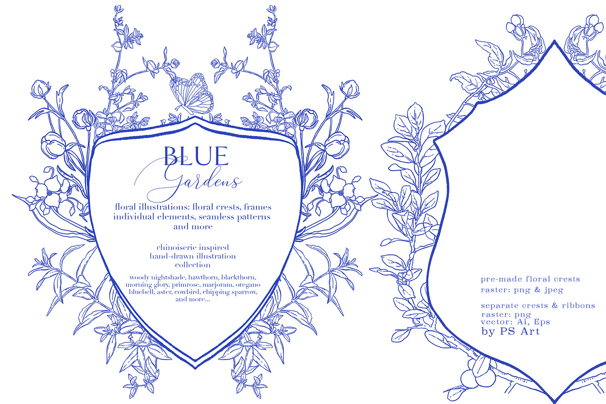 Blue Gardens Chinoiserie set, a Texture Illustration by Patishop Art (Photo 7 of 11)
