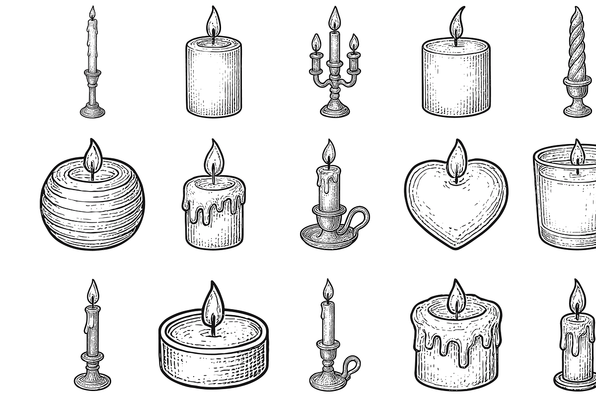 Candle Icon Collection, an Object Graphic by nikagraphic