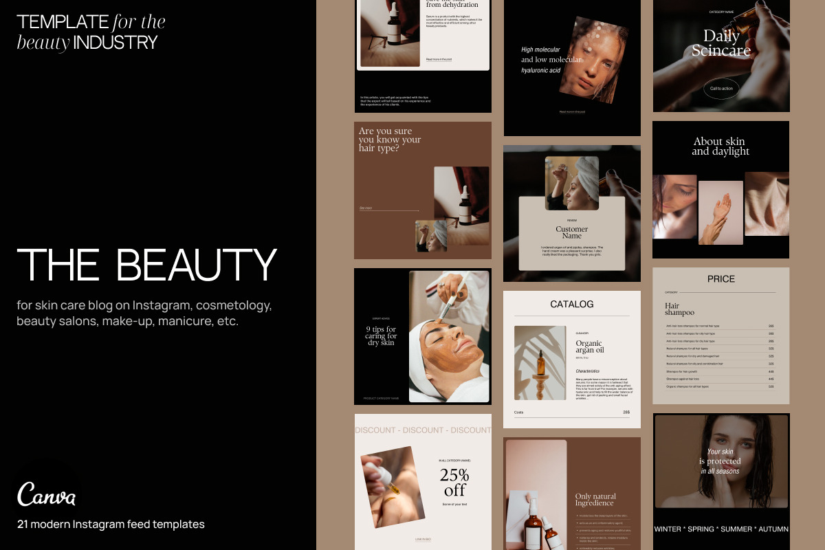 Modern Instagram feed templates, a Social Media Template by Make It Yours Lab. (Photo 2 of 10)