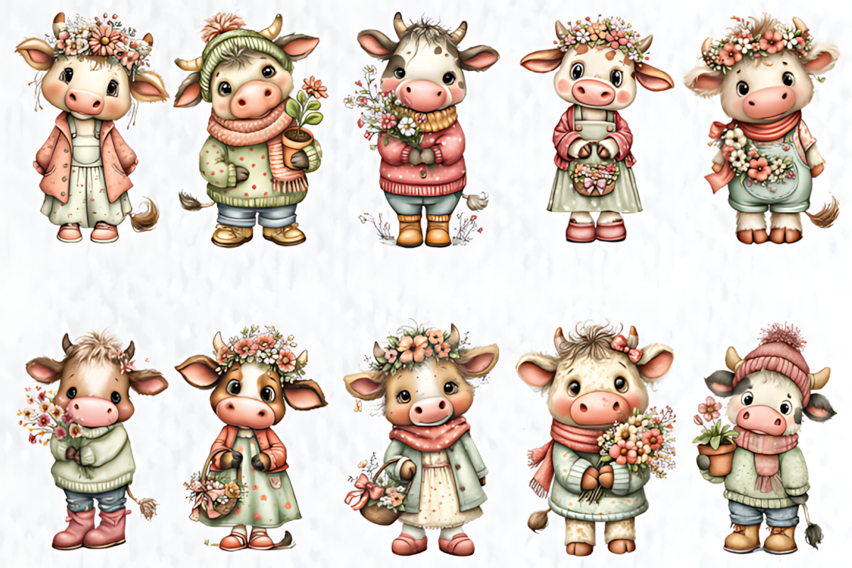Whimsical Spring Baby Calf Clipart, a Seasonal Illustration by HueNestify (Photo 2 of 3)