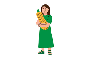 Girl holding a fresh squash in hand, a Food Illustration by GraphiShop