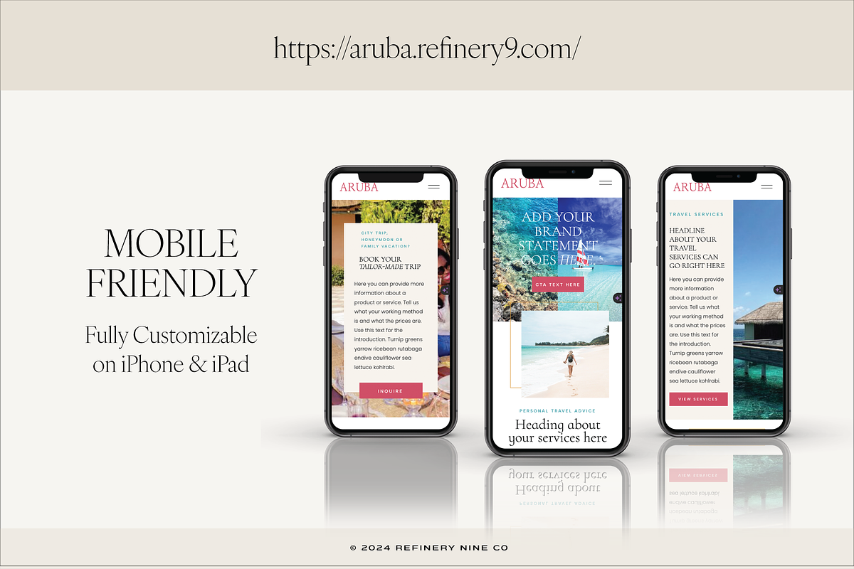 Aruba Travel Showit Website Template preview 3