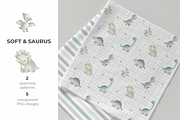 Cute Dinosaurs Seamless Pattern Set, a Pattern Graphic by tetiartline (Thumbnail 1 of 5)