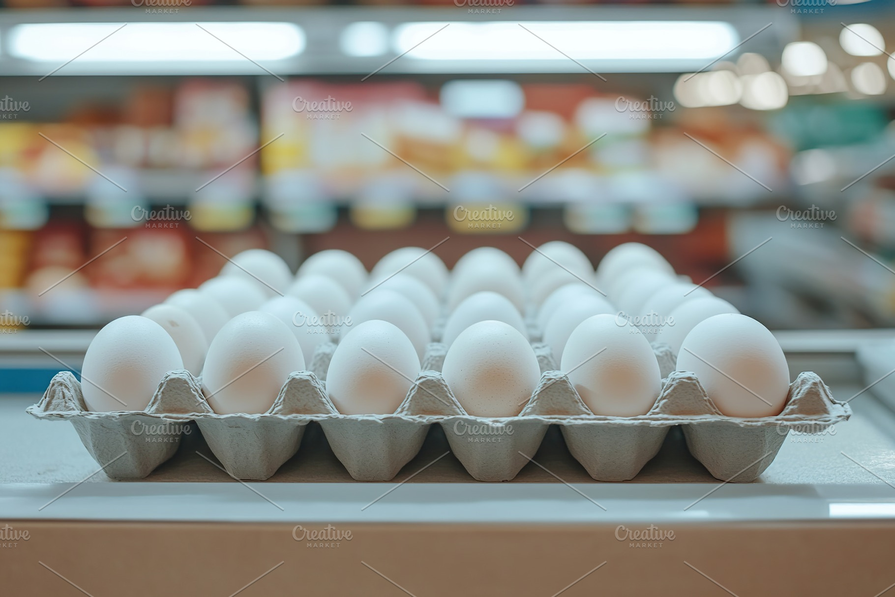 Fresh white eggs in carton box, a Food & Drink Photo by AlyaAnd