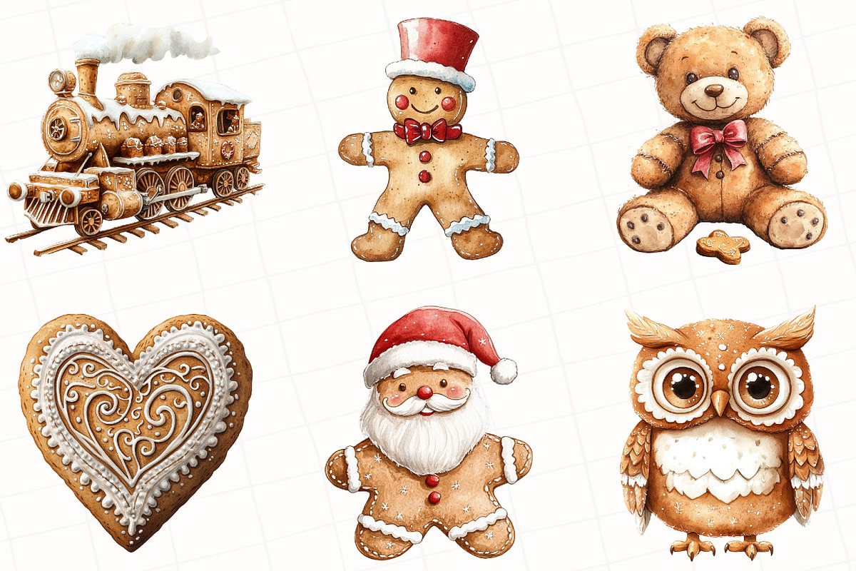 Christmas Gingerbread Clipart, an Illustration by OK Design (Photo 5 of 5)