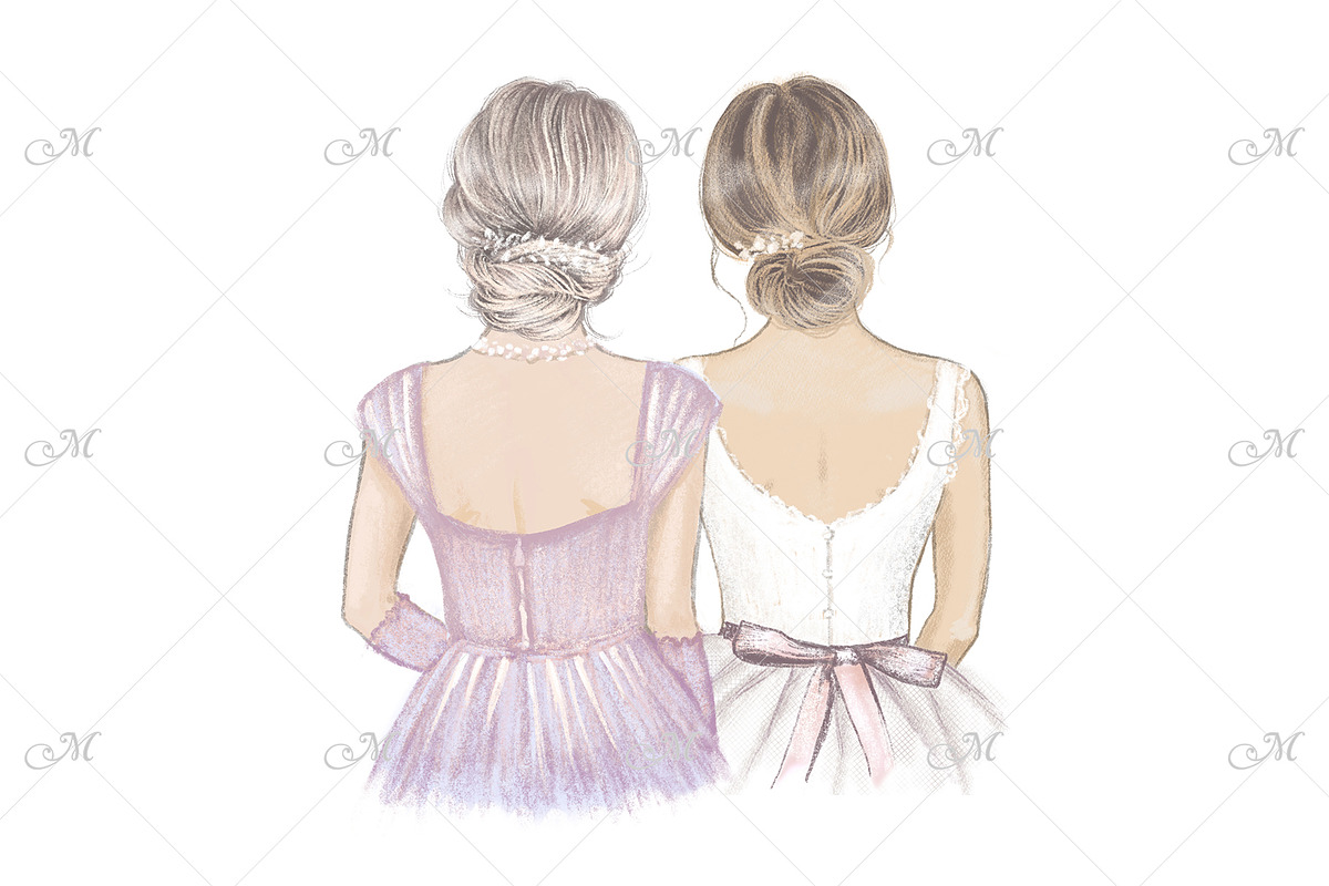 Bride & Bridesmaids Art Bundle, a Person Illustration by Maddy's Art & Mockups (Photo 6 of 12)