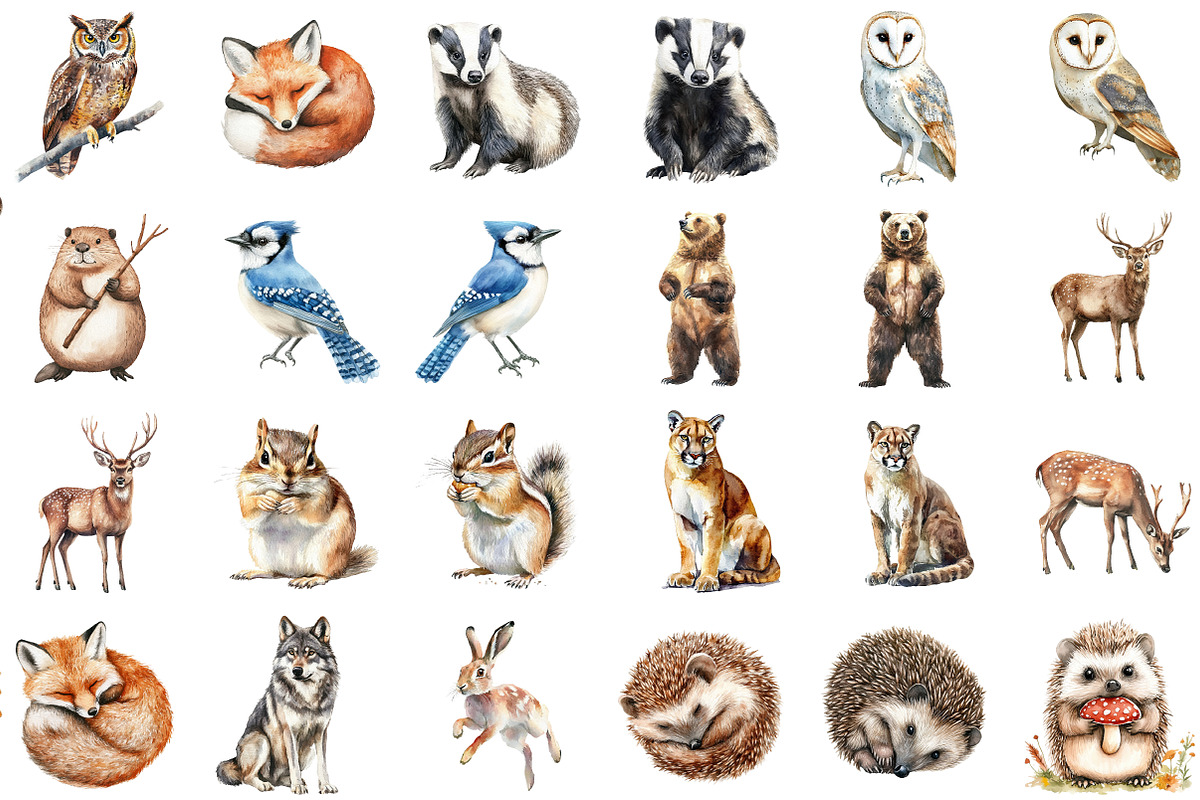 Forest Animals - Woodland Clipart, an Illustration by Sublimation Artist (Photo 2 of 6)
