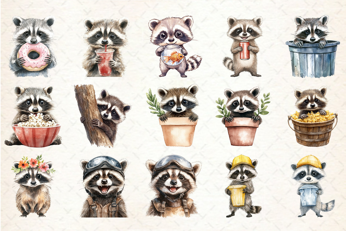 Quirky and Funny Raccoons Sublimatio, an Illustration by Rose Art (Photo 2 of 7)
