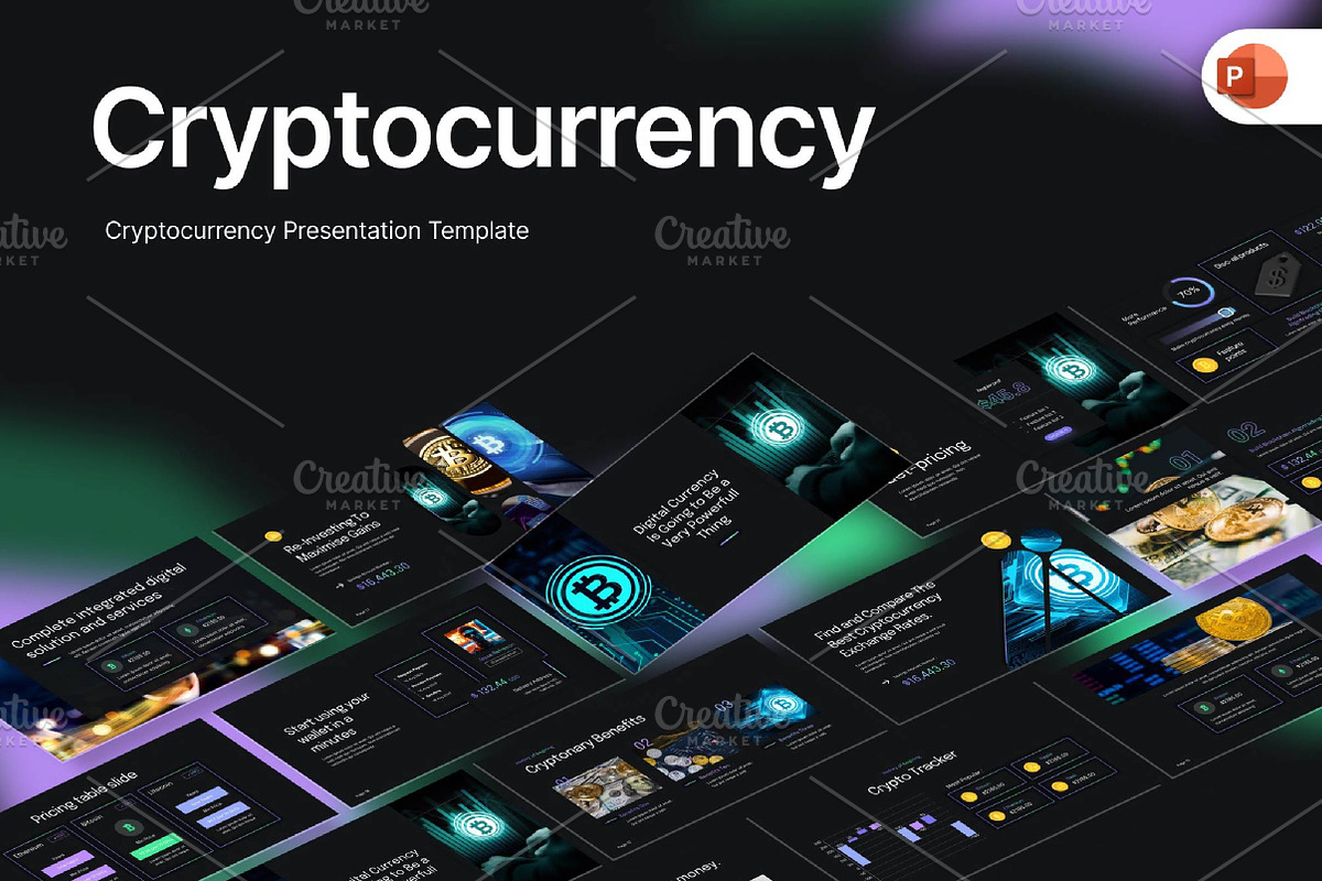 Cryptocurrency PowerPoint Template, a Templates & Theme by fashionaddict (Photo 1 of 5)
