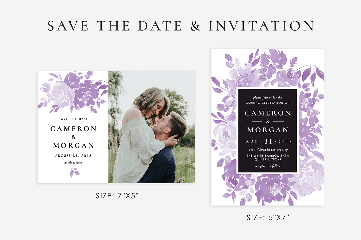 Ultra violet wedding set, an Invitation Template by Helen Halik art (Photo 2 of 8)
