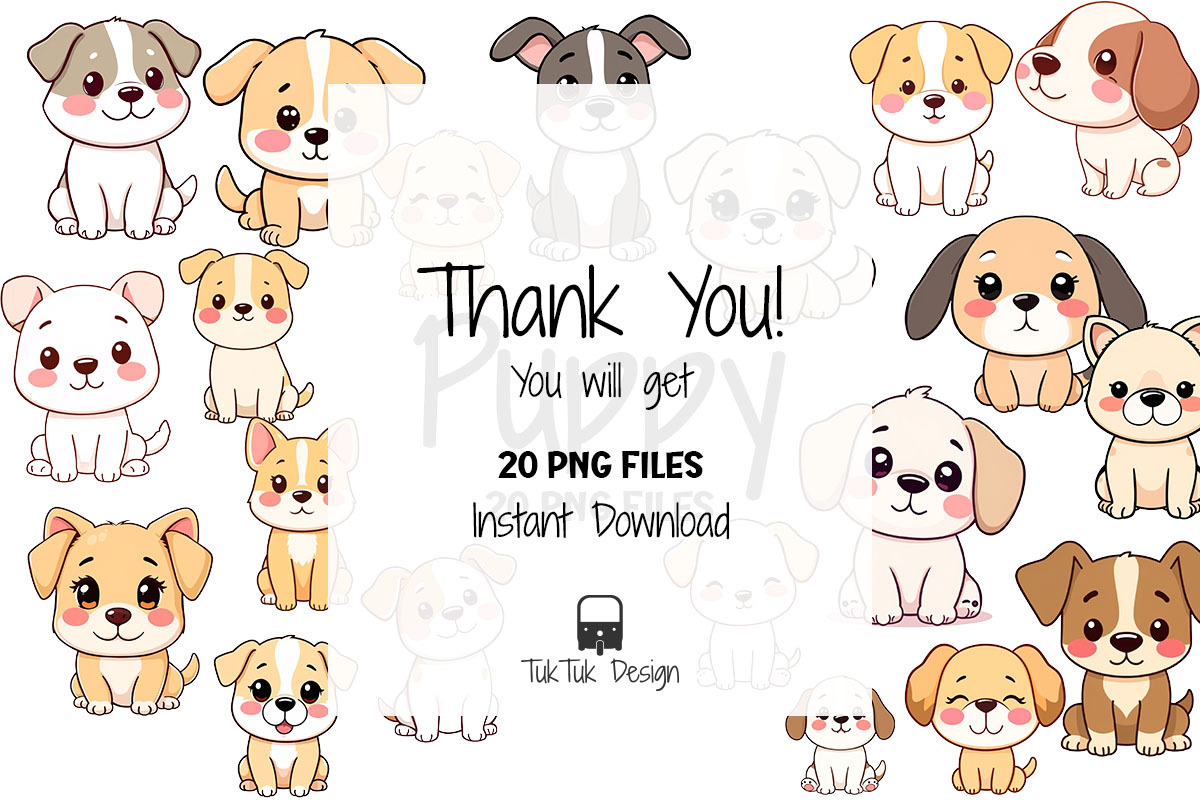 Cute puppy Dog Kawaii style PNG, an Illustration by TukTuk Design (Photo 2 of 2)