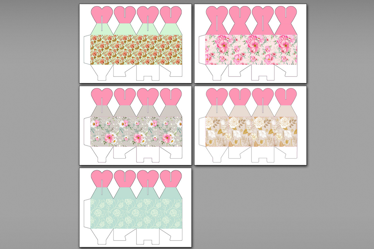 5 Valentine Gift Candy-Boxes, a Print Template by Kseniya-Omega (Photo 4 of 5)