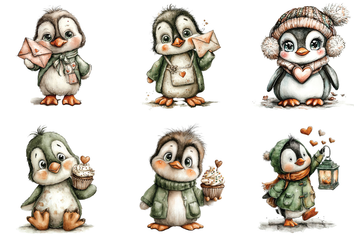 Cute Penguins Valentine Clipart, an Illustration by CraftArtStudio (Photo 3 of 6)
