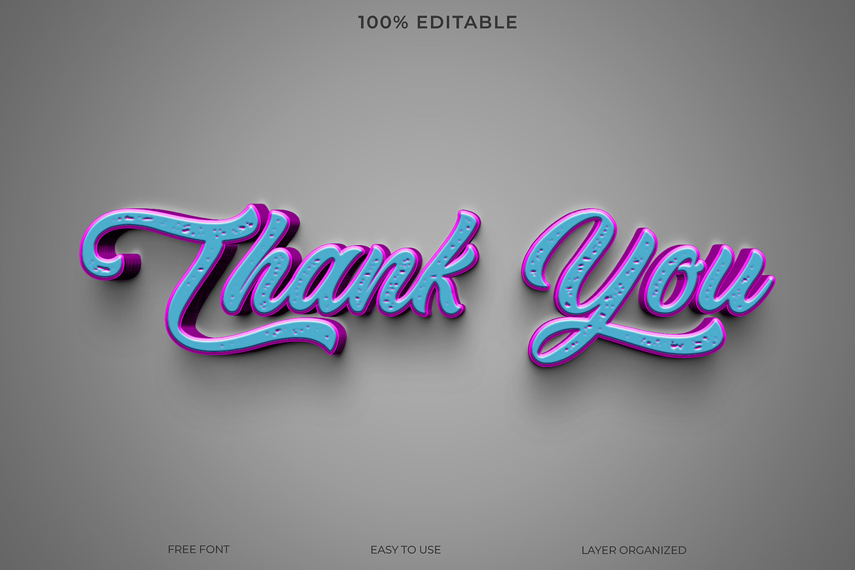 Stylish 3D Render of Thank You Text, a Layer Style Add-On by Imamul001