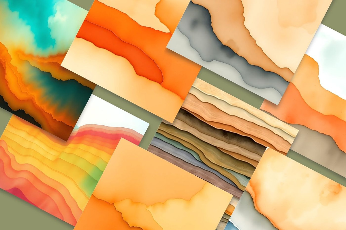 50 Watercolor Earth's Desert Layers, a Background Graphic by UniqueMe (Photo 8 of 14)