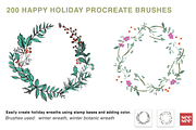 200 Happy Holiday Procreate Brushes, a Brush Add-On by CC CREATIVE CO (Thumbnail 5 of 16)
