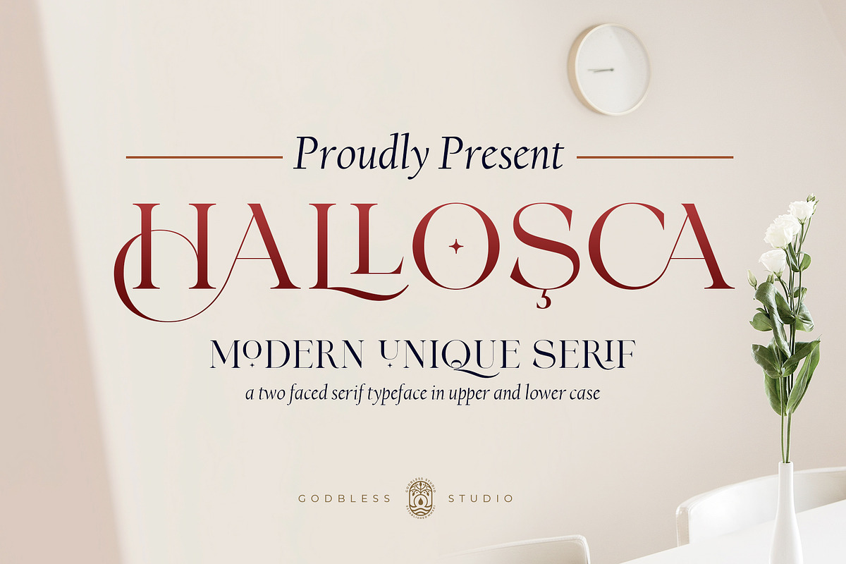Hallosca Serif Typeface, a Serif Font by Godbless Studio (Photo 1 of 16)