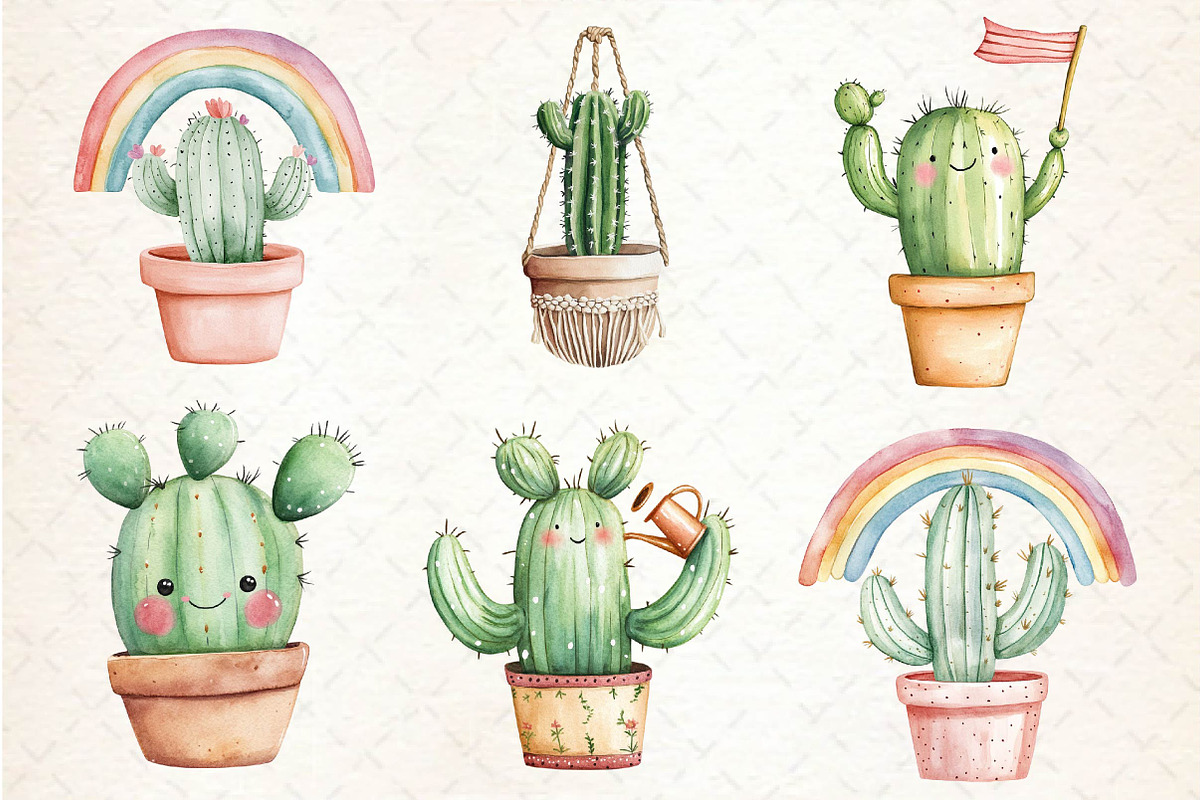 Cactus Doodle Sublimation Clipart, an Illustration by Dream Creation (Photo 2 of 6)