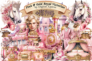 Pink & Gold Royal Victorian Clipart