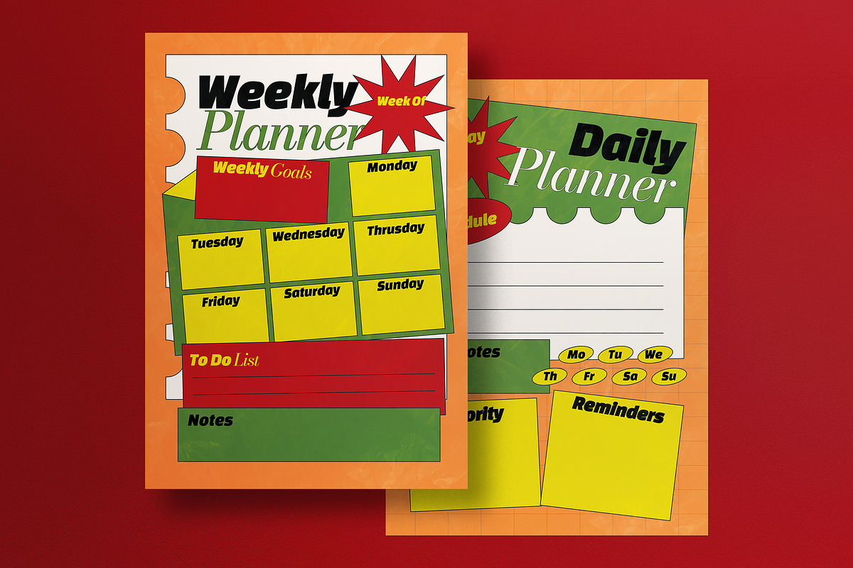 Orange Yellow Weekly Planner, a Print Template by graphicook (Photo 1 of 2)
