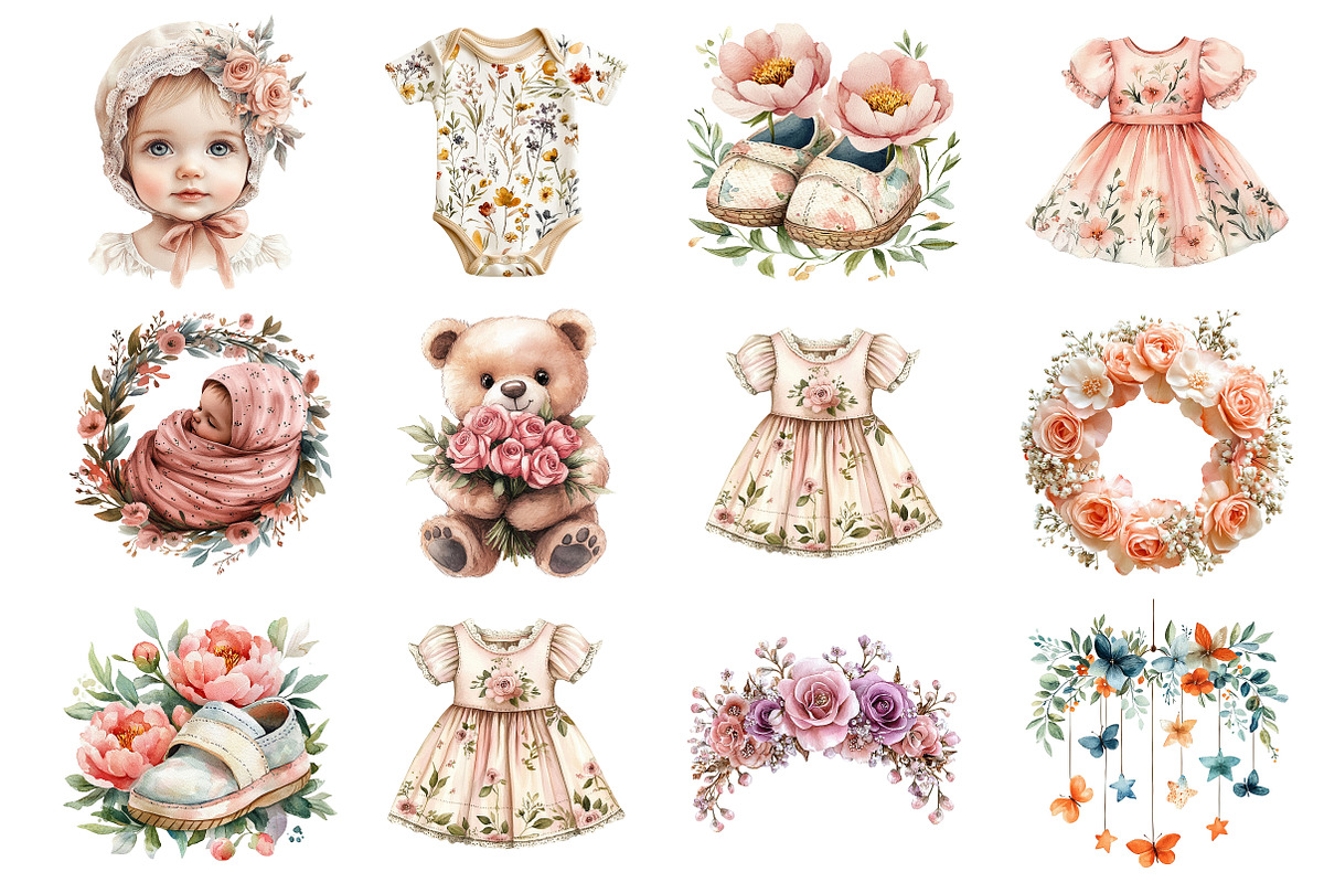 Watercolor Baby Sublimation PNG, an Illustration by SinaCreation (Photo 2 of 5)