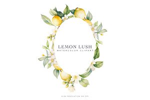 Watercolor Lemon Clipart Collection