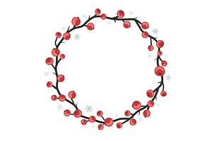 Floral Christmas wreath frame with, an Object Illustration by Toltemara
