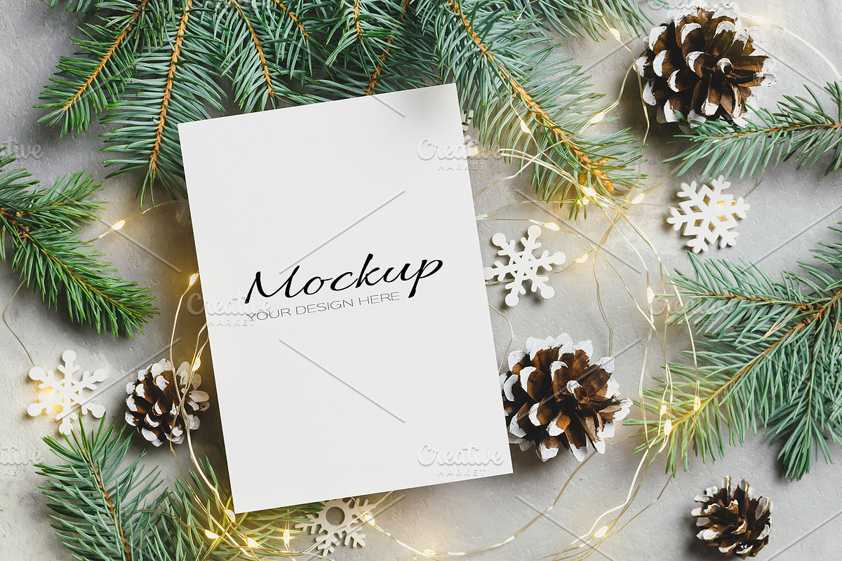 Christmas Greeting Card Mockup, a Product Mockup by nika-vera