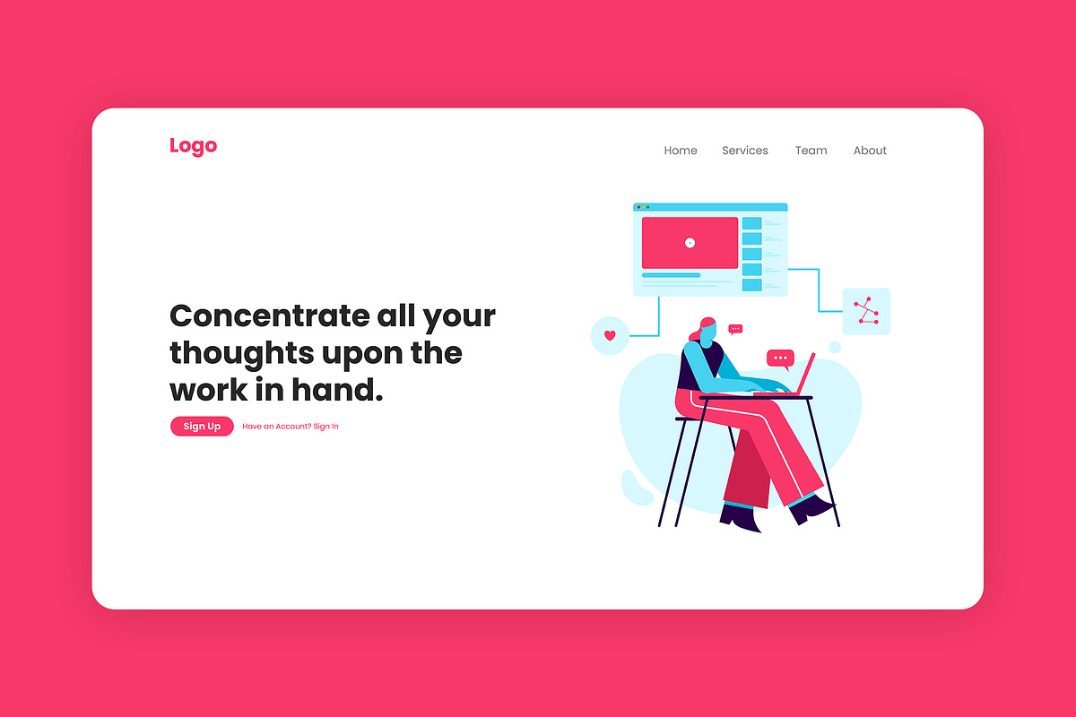 Women Working Header, a Landing Page Template by Neermana