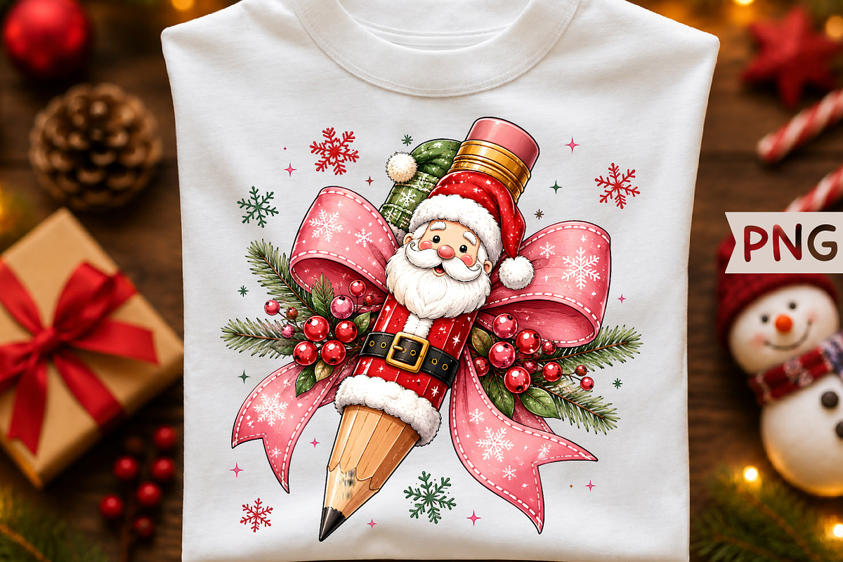 Santa Pencil Christmas Sublimation, a Seasonal Illustration by Creative Art (Photo 1 of 3)
