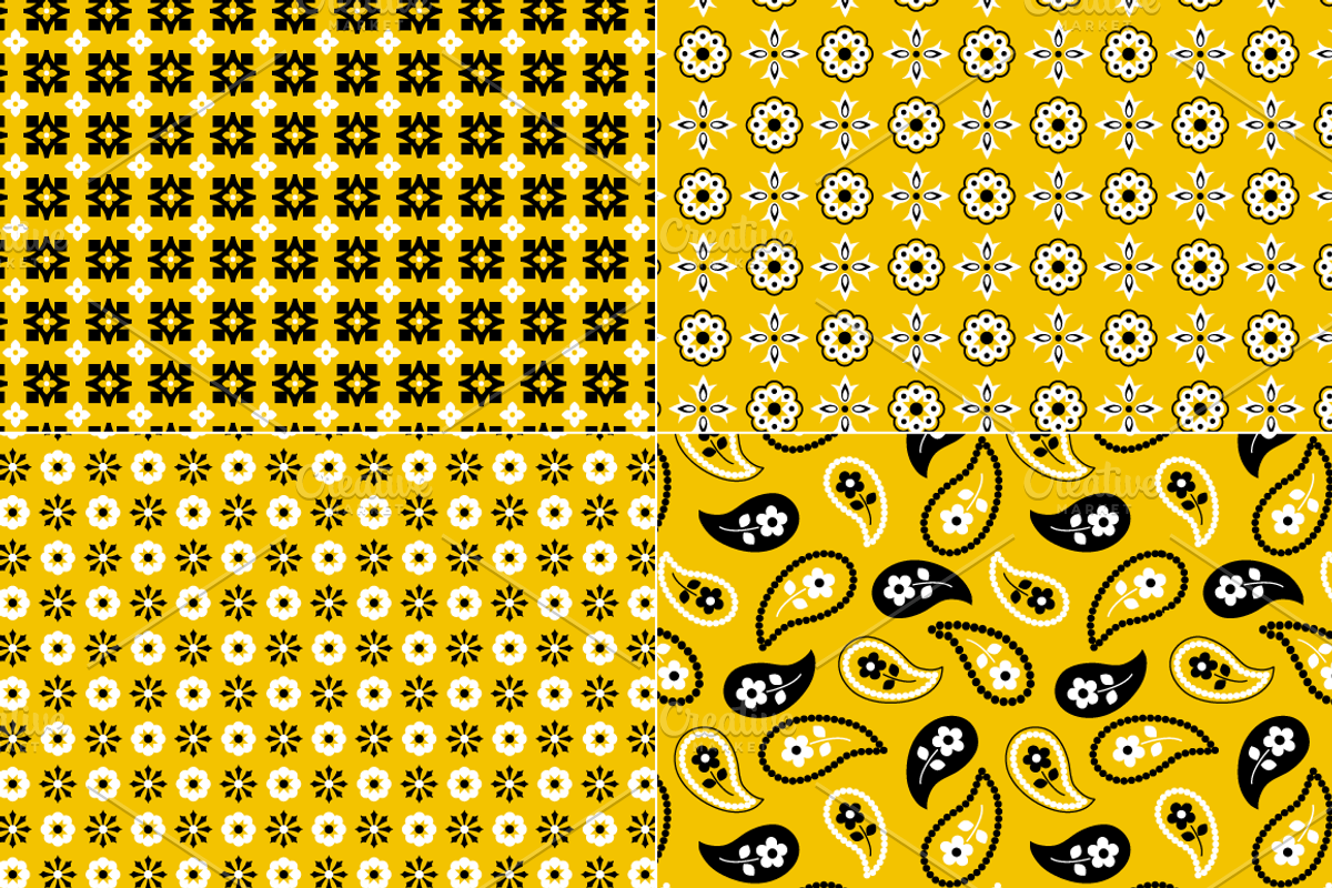 Seamless Yellow Bandana Patterns preview 3