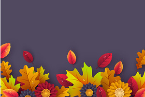 Colorful autumn leaves and flowers, an Illustration by Liudmyla Matviiets