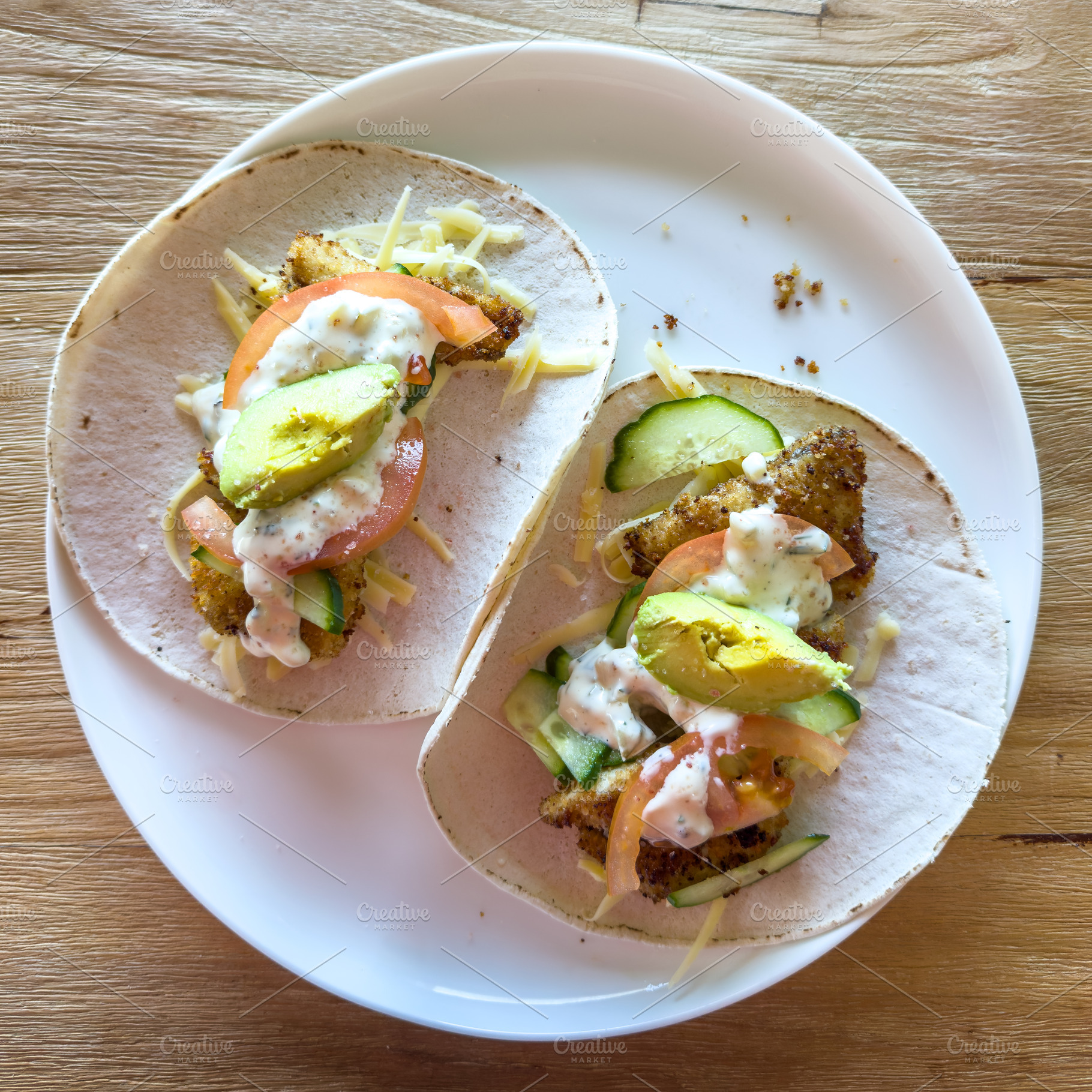 Homemade Fish Wraps Top View, a Food & Drink Photo by THP Creative
