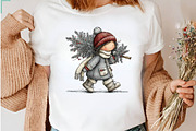 Vintage Christmas Woman PNG Clipart, a Seasonal Illustration by CreationArt (Thumbnail 6 of 7)