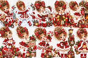 Cute Christmas Girl Clipart, a Seasonal Illustration by fashionaddict (Thumbnail 1 of 6)