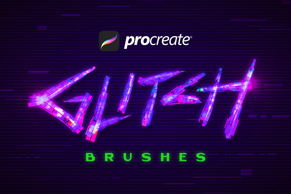 Procreate Glitch Lettering Brushes, a Brush Add-On by Nurmiftah (Photo 5 of 6)
